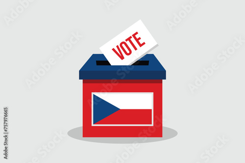 Czech Republic Ballot Box Flat and minimalist vector illustration concept. Vote Conceptual Art. Elections.