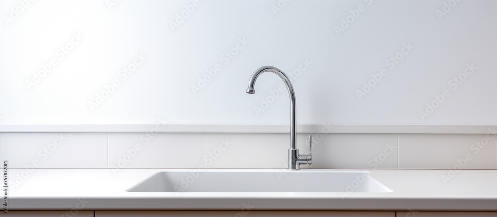 Empty white kitchen sink from the side view, suitable as a background. Empty white kitchen sink from the side view, suitable as a background.