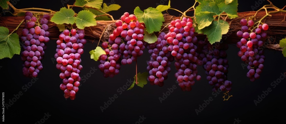 custom made wallpaper toronto digitalVibrant Harvest: Fresh Bunch of Red Grapes on Vine with Lush Green Leaves
