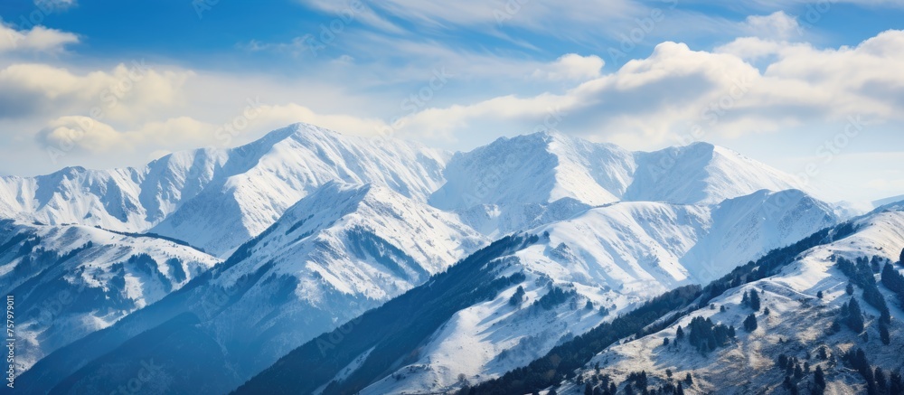 Majestic Snow-Covered Mountains Showcasing Nature's Winter Beauty