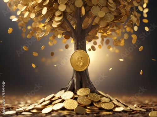 Gold Money Tree Wallpaper