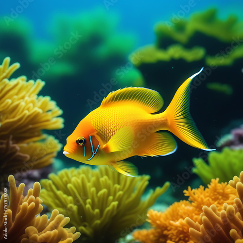 Fish at the bottom of the ocean. undersea world