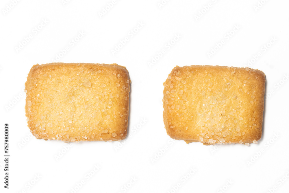 Two danish butter cookies the finnish bread cookie top view isolated on white background clipping path Two danish butter cookies the finnish bread cookie top view isolated on white background clipping path