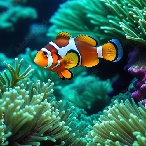 Clown fish on the ocean floor. Undersea world © Татьяна Жерносенко