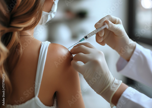a doctor  applying vaccine