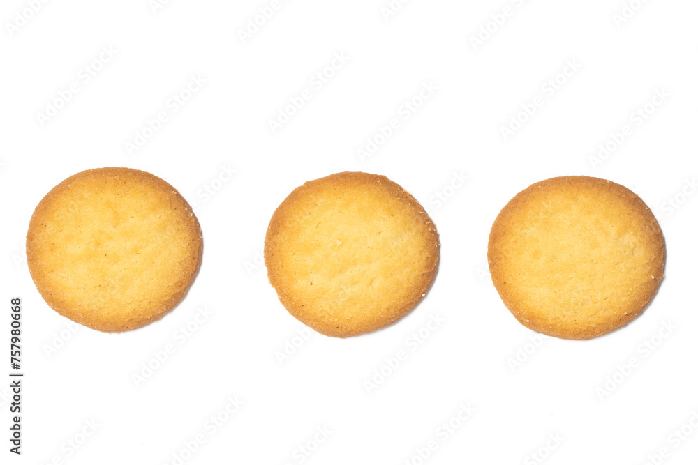 Group of danish butter cookies the country style cookie top view solated on white background clipping path Group of danish butter cookies the country style cookie top view solated on white background clipping path
