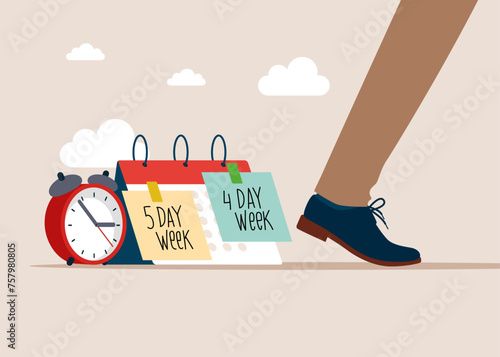 4 or 5 Day Work Week. Prioritise working smarter to produce better. Flat vector illustration.