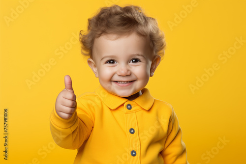 Cute toddler giving a thumbs up