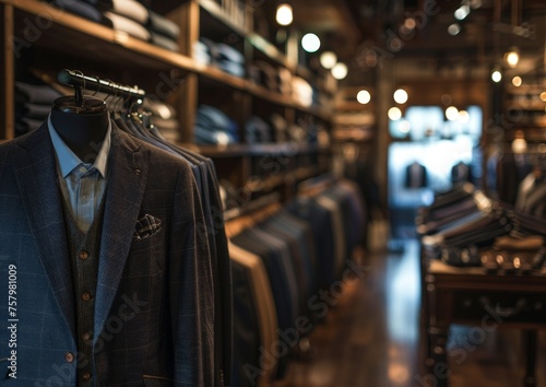 a store with a suit jacket and tie