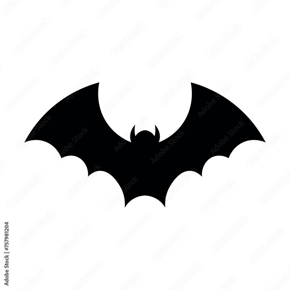 black vector bat icon on white background black vector bat icon on white background