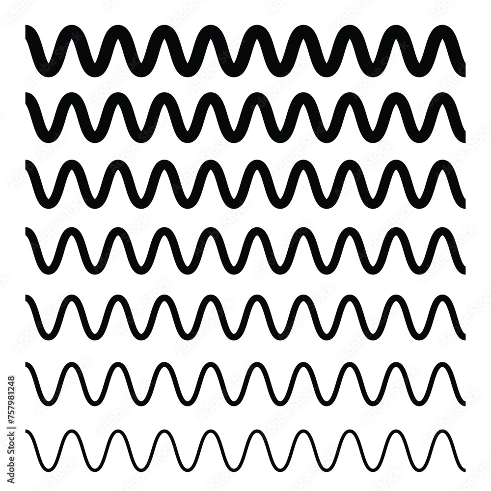 Set of wavy zigzag lines. Vector Illustration. Set of wavy zigzag lines. Vector Illustration.