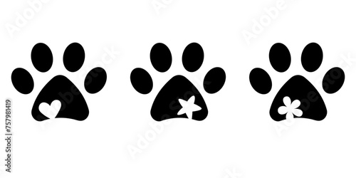 Cute paw clip art vector set, adorable footprint design