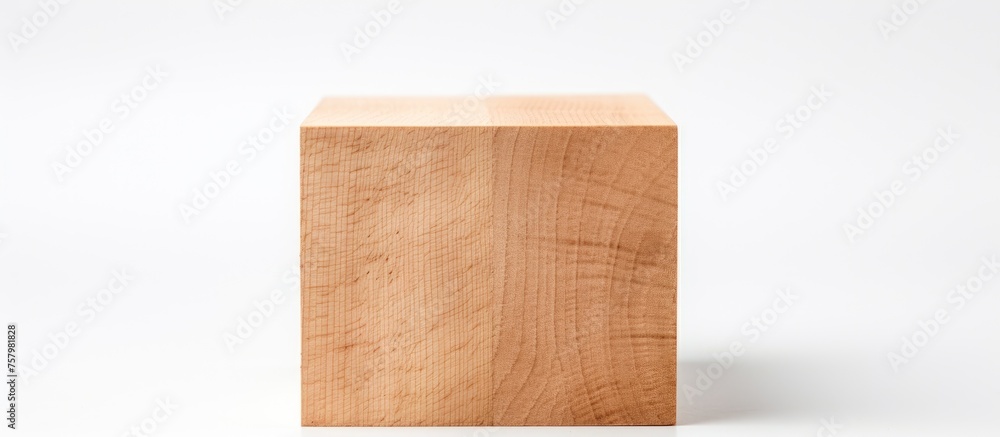 Naklejka premium Rustic Wooden Block Isolated on a Clean White Background - Minimalist Design Element