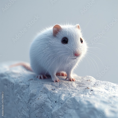 a white mouse on a rock