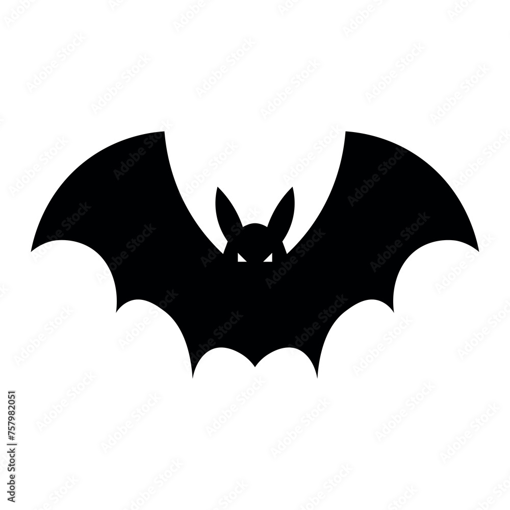 black vector bat icon on white background black vector bat icon on white background