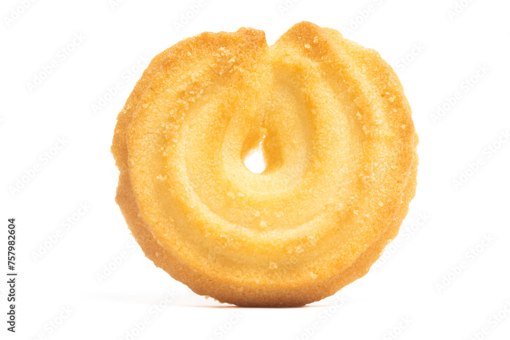 Danish butter cookies the vanilla ring cookie front view isolated on white background clipping path Danish butter cookies the vanilla ring cookie front view isolated on white background clipping path