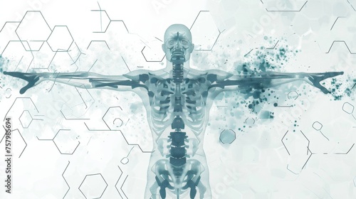 High-tech human body illustration for medical theme promotion