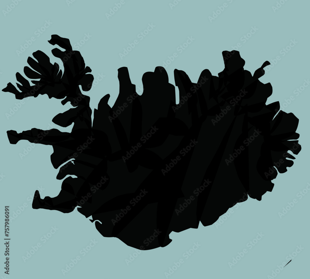 iceland map silhouette - obrazy, fototapety, plakaty 