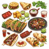 Assorted Tacos and Burritos Drawing
