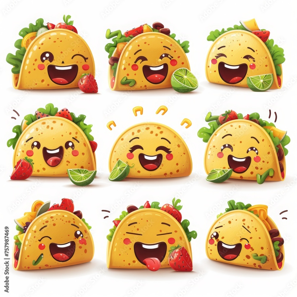 Group of Tacos With Different Faces