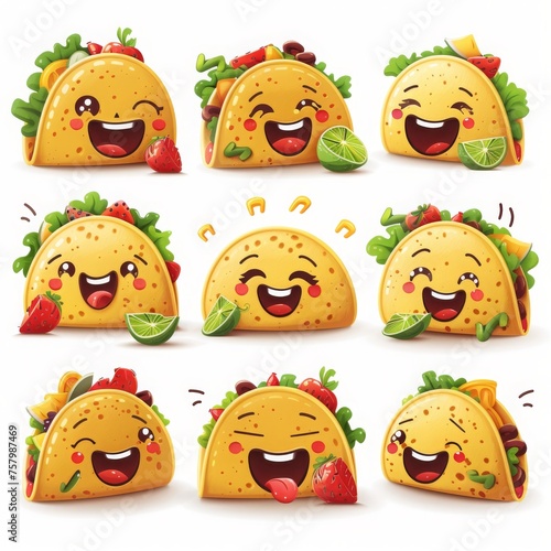 Group of Tacos With Different Faces photo