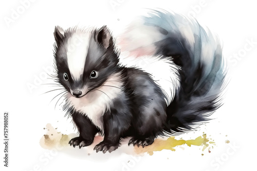watercolor skunk Illustration baby cute