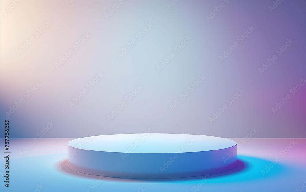 Elegant simplicity: minimalist backdrop featuring an empty round pedestal podium for presentations Elegant simplicity: minimalist backdrop featuring an empty round pedestal podium for presentations