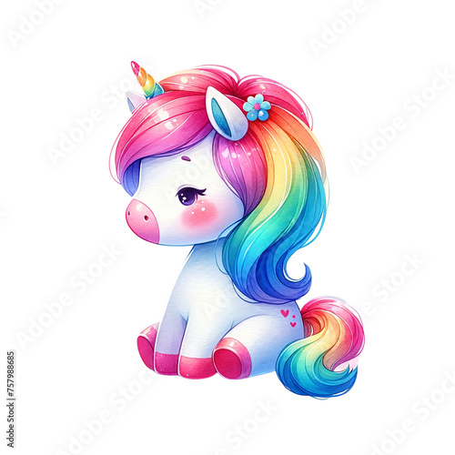 Rainbow Unicorn Poster Alphabet and Numbers in Whimsical Clipart