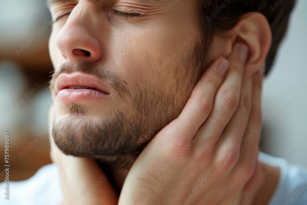 Obraz premium A portion of a person's upper body is in focus while the face remains intentionally blurred
