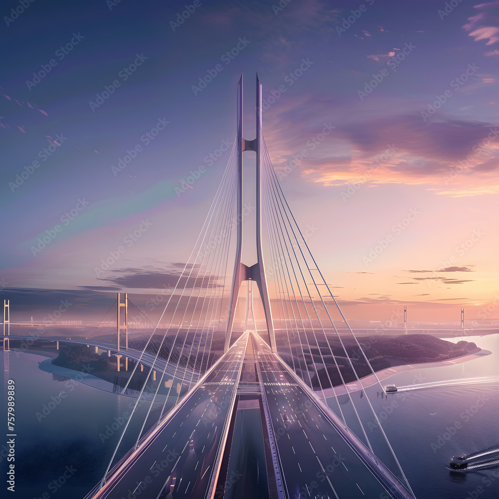 Obraz premium Mesmerizing Large Bridge generative ai