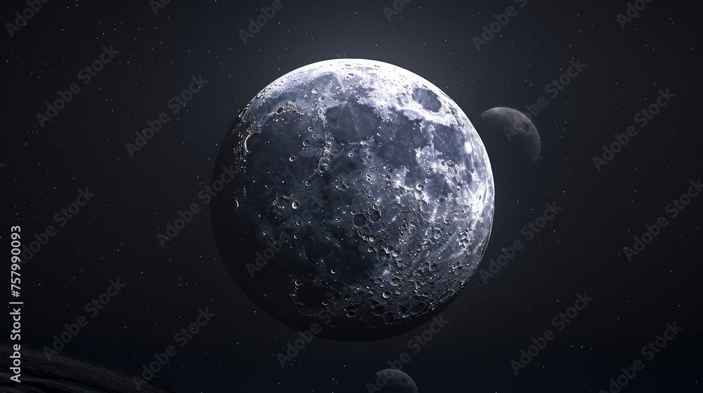 Moon detailed surface against the dark night sky.