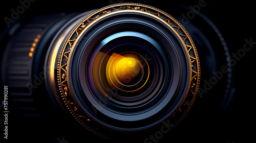 Professional camera lens with colorful bokeh lights © xuan