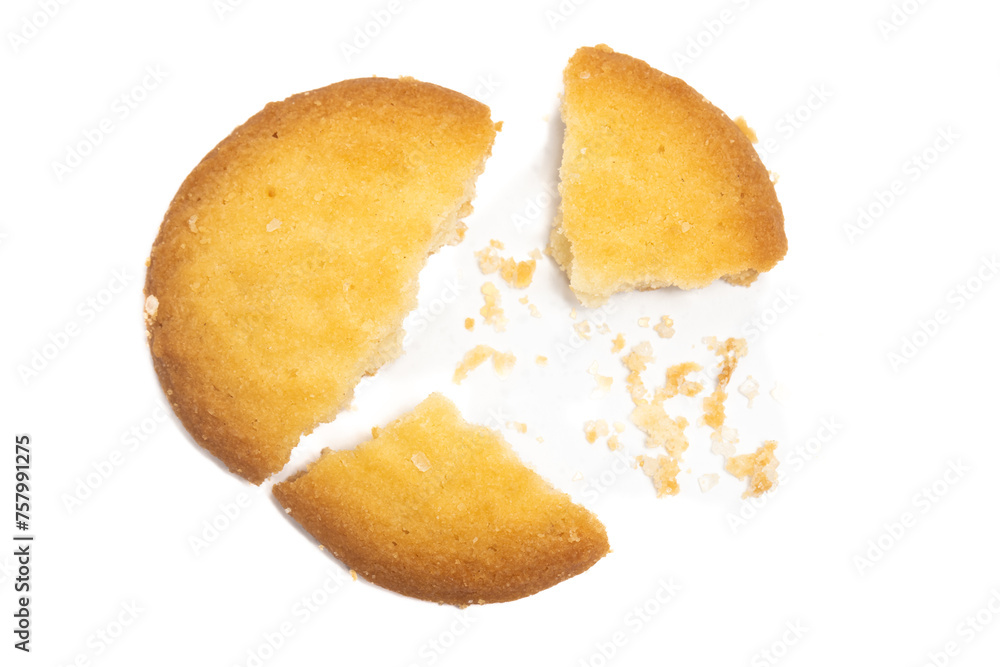 Crashed of danish butter cookies the country style cookie with crumble top view isolated on white background clipping path Crashed of danish butter cookies the country style cookie with crumble top view isolated on white background clipping path