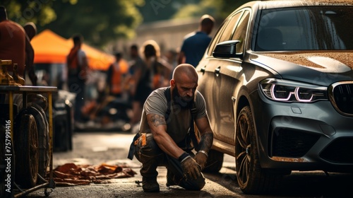 Experienced mechanic replacing brake pads on vehicle as part of regular maintenance procedures