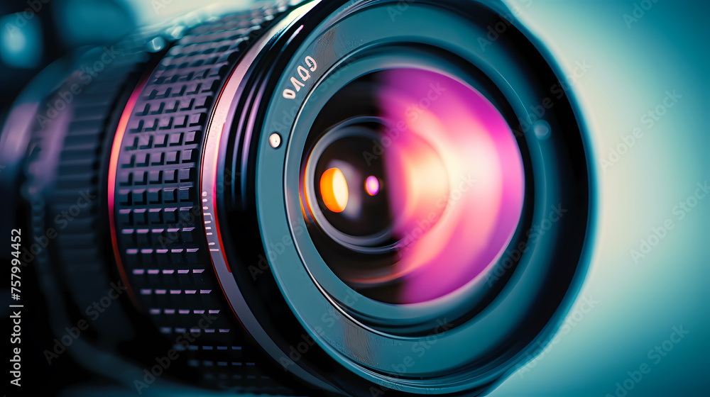 Close-up of camera lens capturing details - obrazy, fototapety, plakaty 
