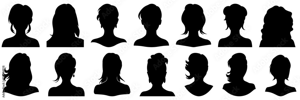 Woman silhouettes set, large pack of vector silhouette design, isolated white background
