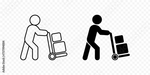 Delivery man icon set isolated on transparent background
