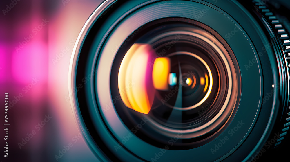 Camera lens with purple backlight Camera lens with purple backlight