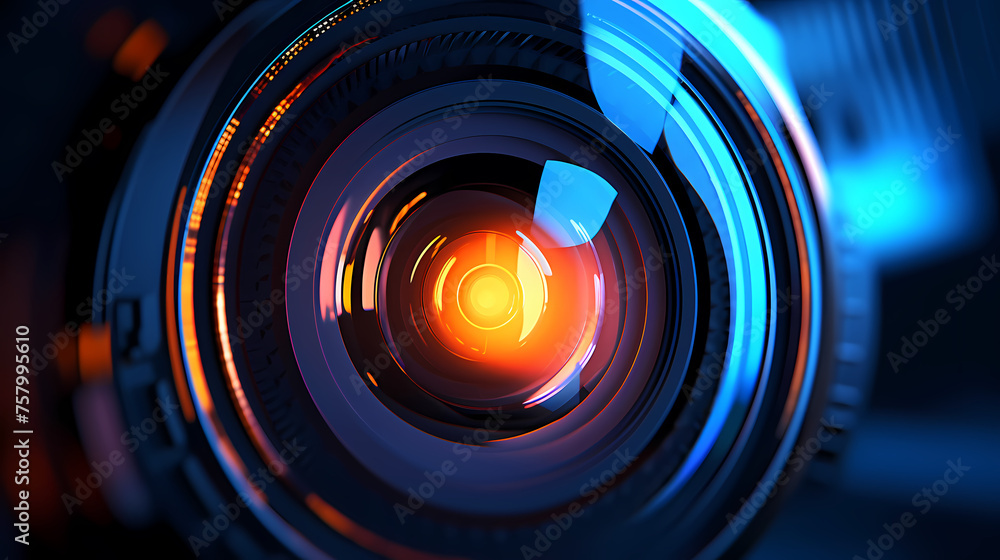 Camera lens with purple backlight Camera lens with purple backlight