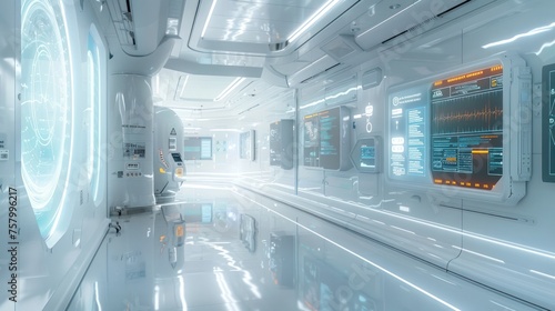 Cutting-Edge ECG Machine in a High-tech Research Center A Vision of Futuristic Medical Diagnostics