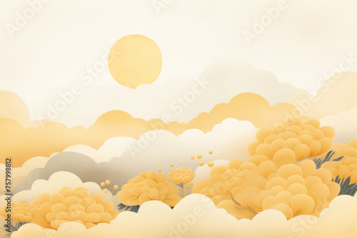 Chinese style floral blank background picture