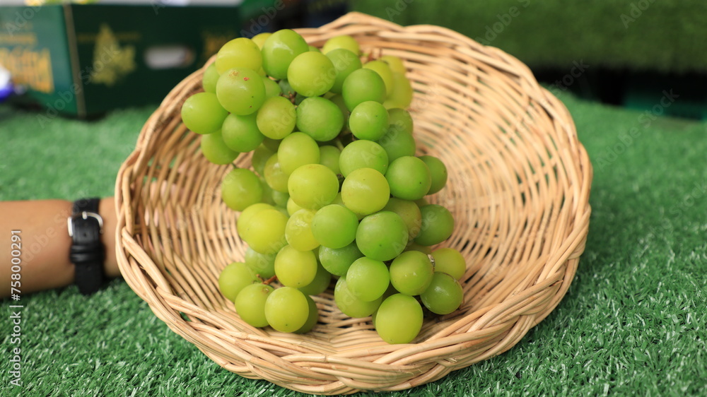 Sweet green grapes, natural fruit