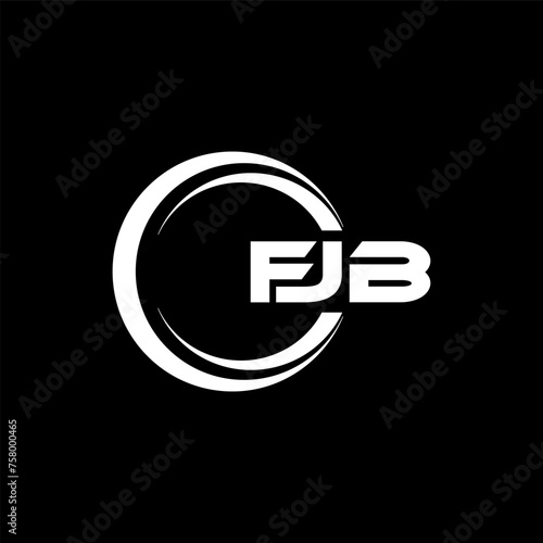 FJB letter logo design with black background in illustrator, cube logo, vector logo, modern alphabet font overlap style. calligraphy designs for logo, Poster, Invitation, etc. photo