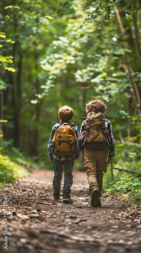 Wallpaper Mural Boys with backpacks starting forest adventure. Torontodigital.ca
