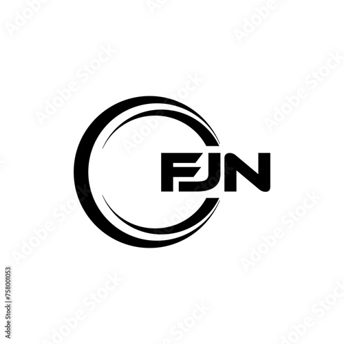 FJN letter logo design with white background in illustrator, cube logo, vector logo, modern alphabet font overlap style. calligraphy designs for logo, Poster, Invitation, etc. photo