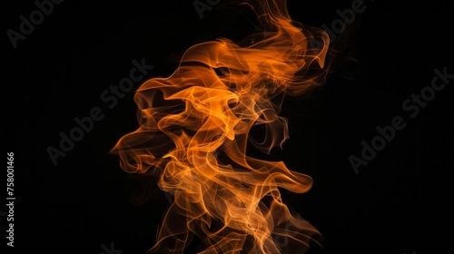 Intense fire flames on black, embodying energy. © vadymstock