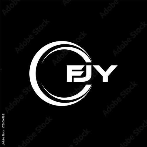 FJY letter logo design with black background in illustrator, cube logo, vector logo, modern alphabet font overlap style. calligraphy designs for logo, Poster, Invitation, etc. photo