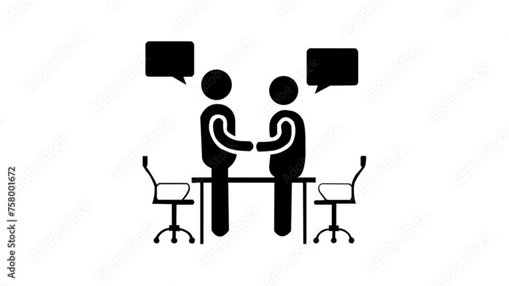 Discussion symbol. People speaking icon. Two people talking animation Discussion symbol. People speaking icon. Two people talking animation