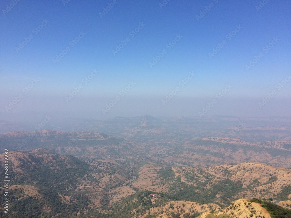 clear blue sky in the mountains near Pune