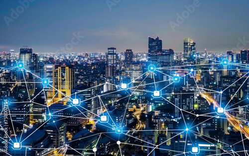 Global business internet network connection iot internet of things business intelligence concept